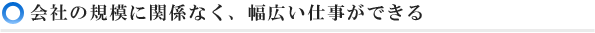 会社の規模に関係なく、幅広い仕事ができる